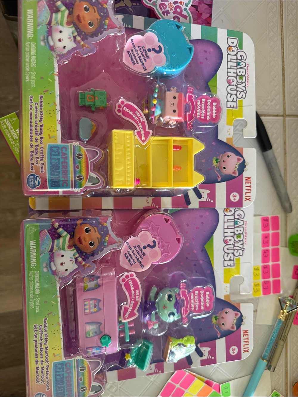 Netflix Gabby’s Dollhouse Mini Accessory Packs - Pink, Yellow & Teal